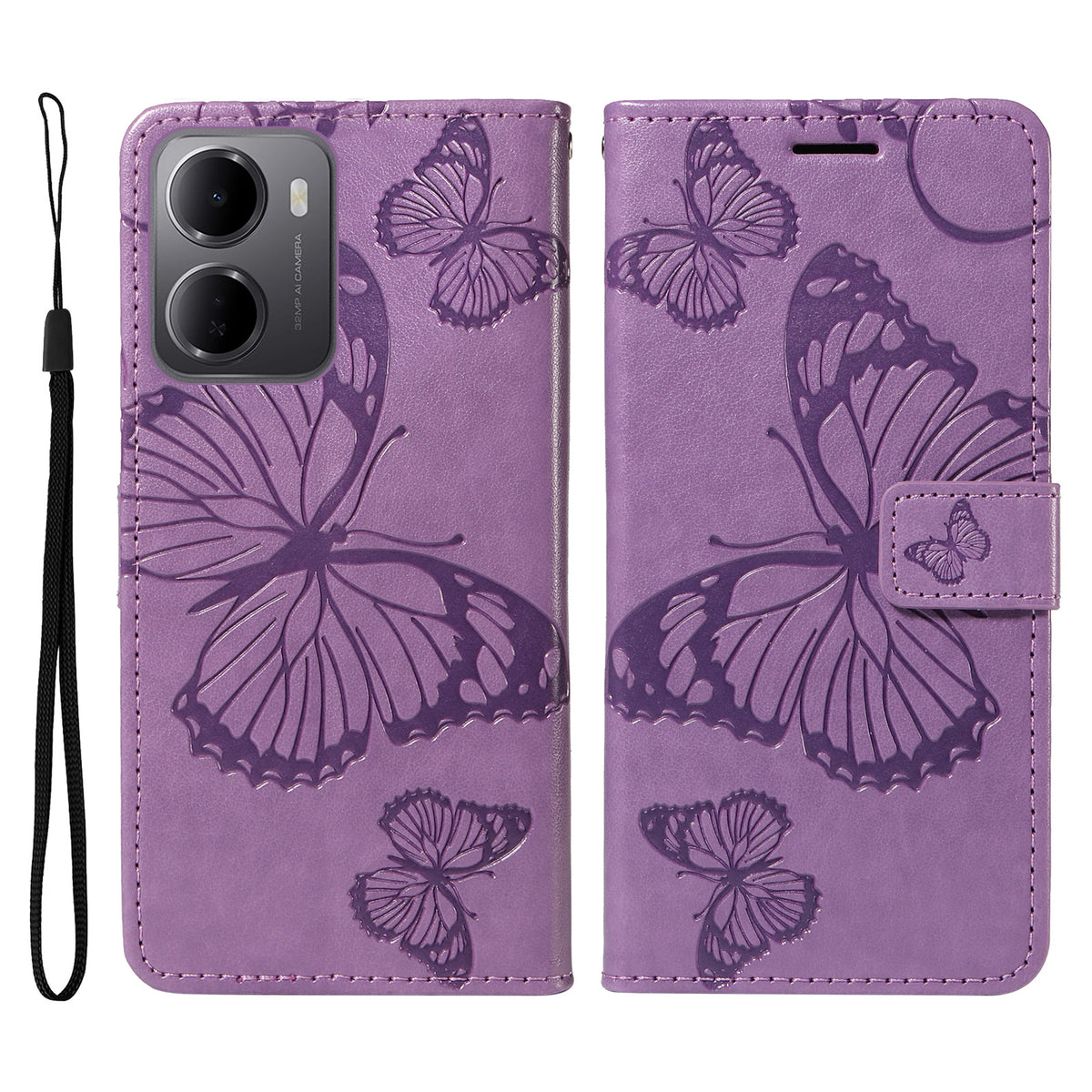 Xiaomi Redmi 15a 5G Plånboksfodral Läderfodral med Blommigt Fjärilstryck, Stativ