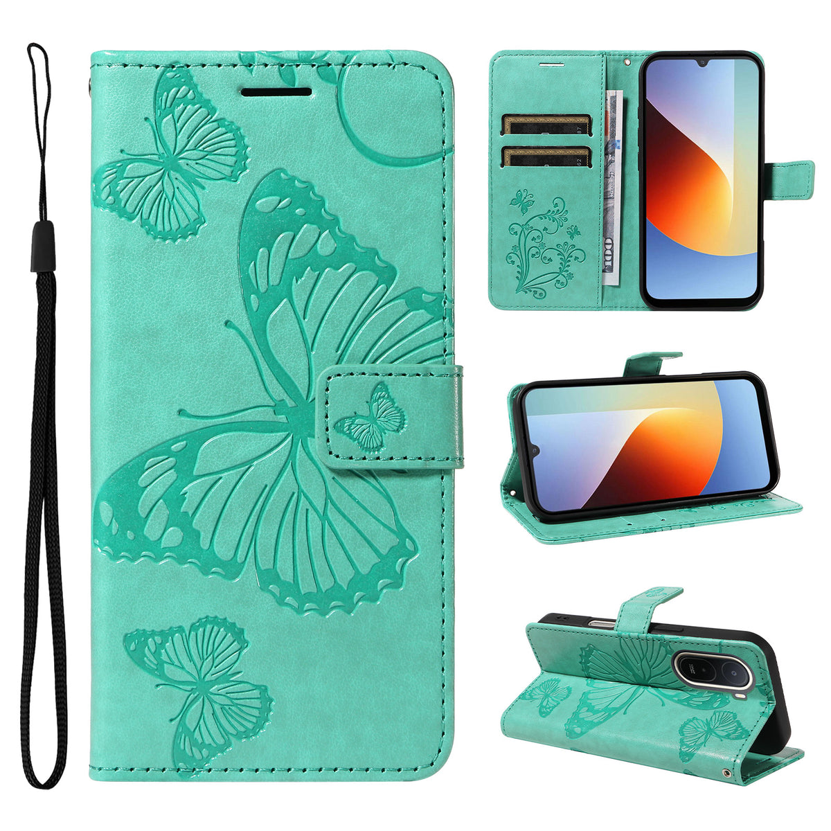 For Xiaomi Poco C85x 5G / Redmi A7 Pro 4G (171.56mm) Wallet Case Floral Butterfly Imprinted Leather Phone Cover Stand