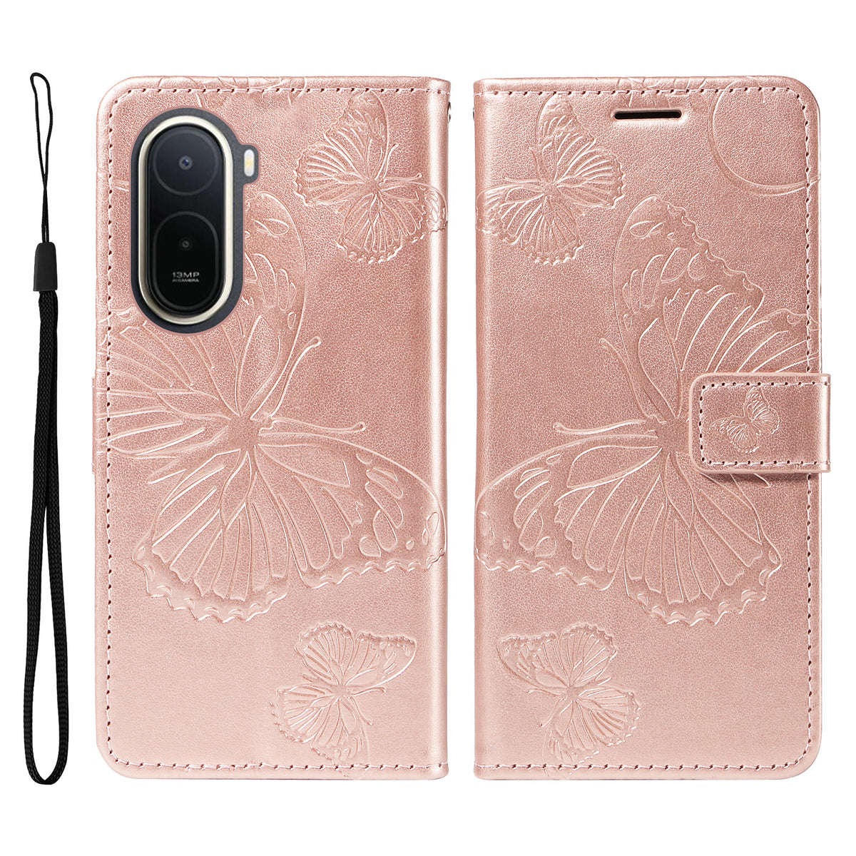 For Xiaomi Poco C85x 5G / Redmi A7 Pro 4G (171.56mm) Wallet Case Floral Butterfly Imprinted Leather Phone Cover Stand