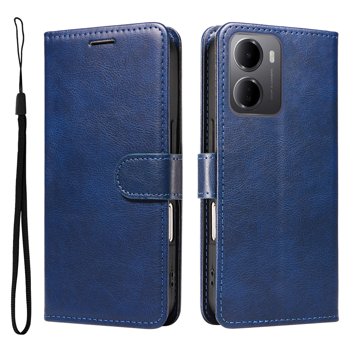 For Xiaomi Redmi 15a 5G Leather Wallet Case with Strap Solid Color Phone Stand Cover