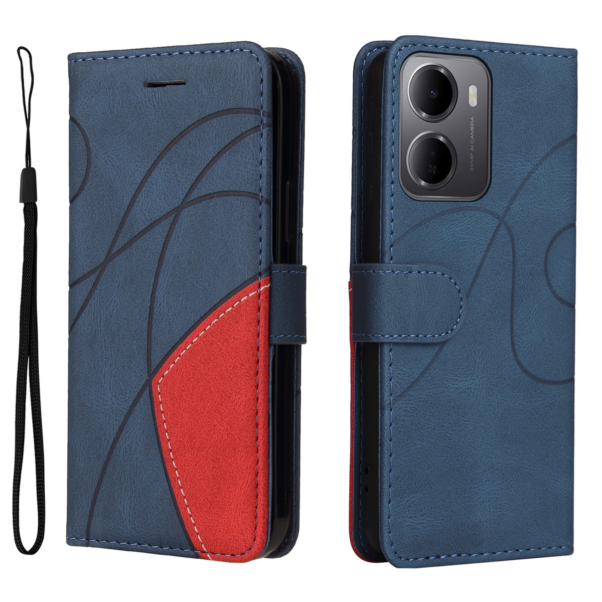 For Xiaomi Redmi 15a 5G Leather Phone Case Stand Wallet with Bi-colour Splicing Design