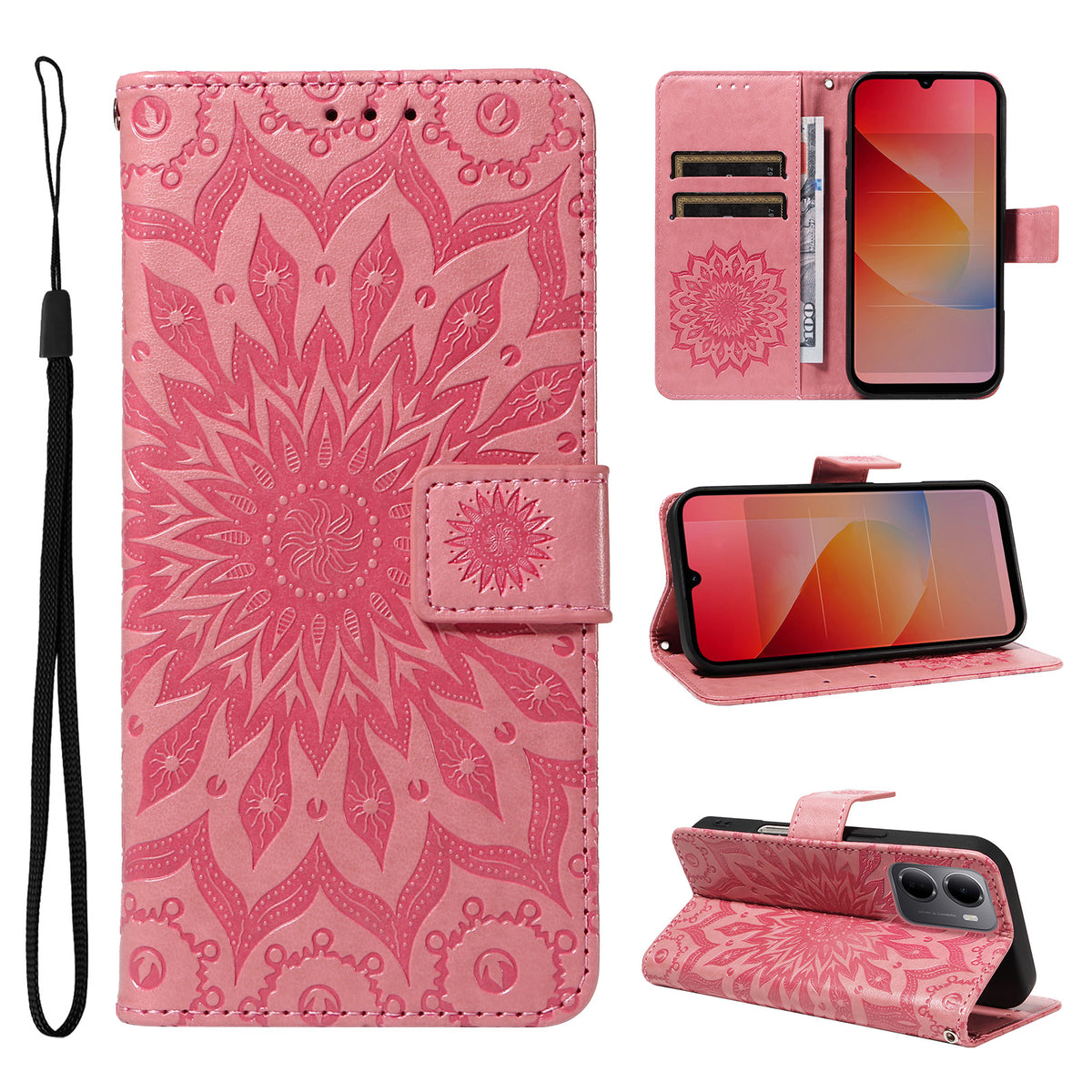 For Xiaomi Redmi 15a 5G Leather Wallet Case Sunflower Imprinted Phone Cover