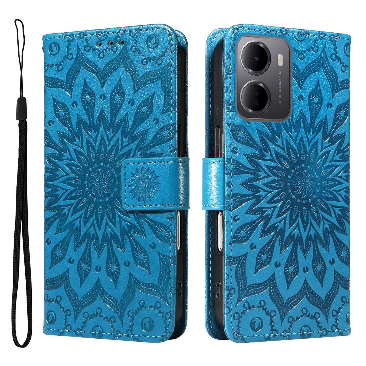 For Xiaomi Redmi 15a 5G Leather Wallet Case Sunflower Imprinted Phone Cover