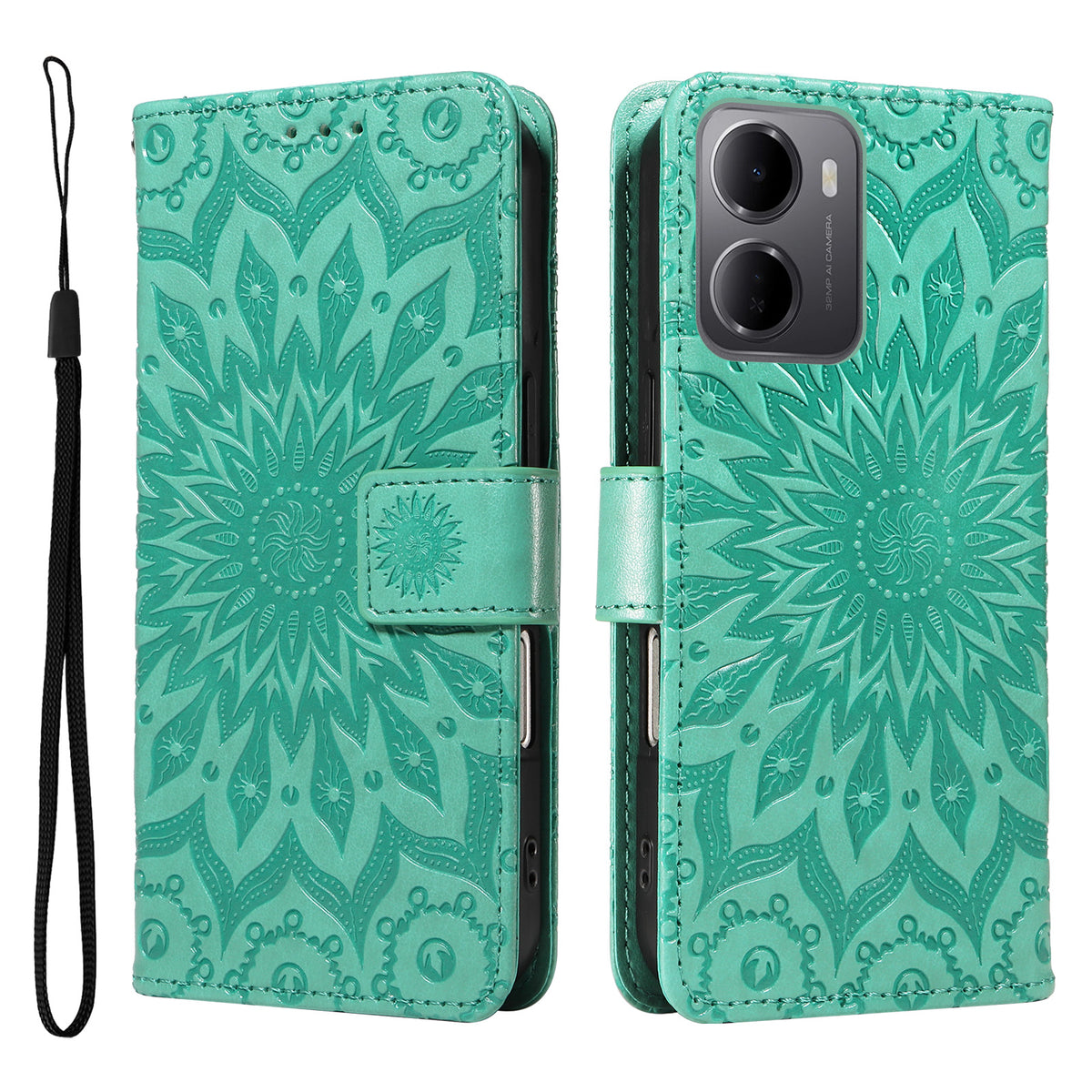 For Xiaomi Redmi 15a 5G Leather Wallet Case Sunflower Imprinted Phone Cover