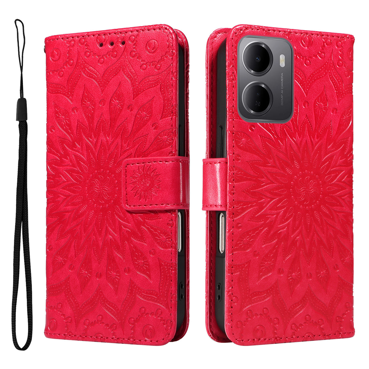 For Xiaomi Redmi 15a 5G Leather Wallet Case Sunflower Imprinted Phone Cover