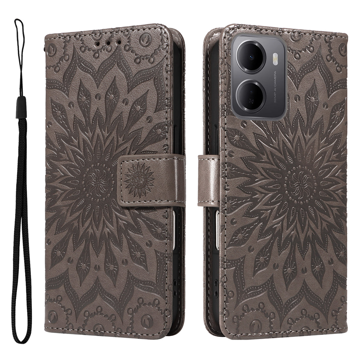 For Xiaomi Redmi 15a 5G Leather Wallet Case Sunflower Imprinted Phone Cover