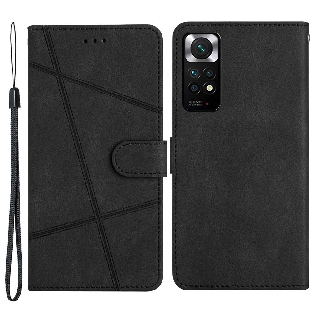 Stødsikkert mobilcover til Xiaomi Redmi Note 11 4G (Qualcomm) / Redmi Note 11S 4G, pungcover i PU-læder med Crazy Horse-tekstur, vendbart cover med rem