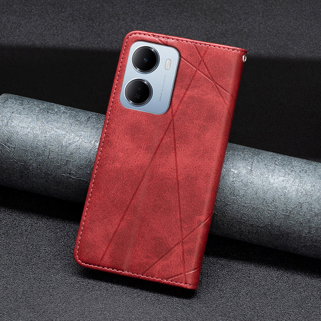 Xiaomi Redmi 15a 5G-skal med kortplatser, geometriskt avtryck, lädermobilskal