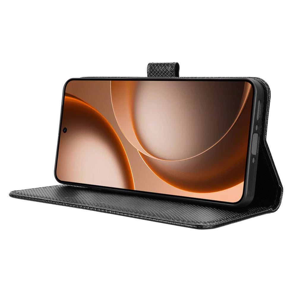 For Oppo Find X9 Ultra 5G Leather Wallet Case with Strap Diamond Texture Phone Cover