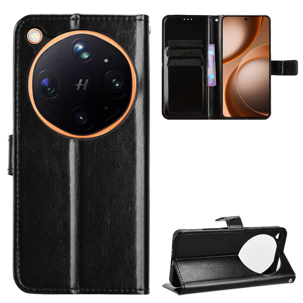 For Oppo Find X9 Ultra 5G PU Leather Case with Strap Crazy Horse Texture Phone Wallet Cover