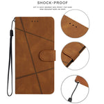 Wallet Phone Case for Oppo A17 4G / A17k 4G Lines Imprinted Protective Case Crazy Horse Texture PU Leather Cover with Strap