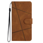 Wallet Phone Case for Oppo A17 4G / A17k 4G Lines Imprinted Protective Case Crazy Horse Texture PU Leather Cover with Strap