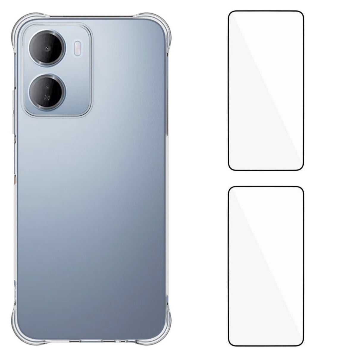WANLONFENG för Xiaomi Redmi 15a 5G WL2-serien TPU-skal 2,0 mm mobilskydd med 2 st. härdat glasfilm