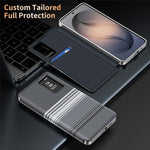 For Samsung Galaxy S25 Case Card Slot View Window Gradient Color Checkered Pattern Leather Phone Cover