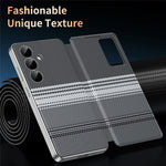 For Samsung Galaxy S25 Case Card Slot View Window Gradient Color Checkered Pattern Leather Phone Cover