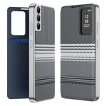 For Samsung Galaxy S22 5G Case Card Slot View Window Gradient Color Checkered Pattern Leather Phone Cover