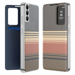 For Samsung Galaxy S22 5G Case Card Slot View Window Gradient Color Checkered Pattern Leather Phone Cover