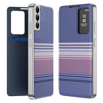 For Samsung Galaxy S22 5G Case Card Slot View Window Gradient Color Checkered Pattern Leather Phone Cover