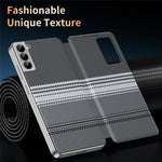 For Samsung Galaxy S22+ 5G Case Card Slot View Window Gradient Color Checkered Pattern Leather Phone Cover
