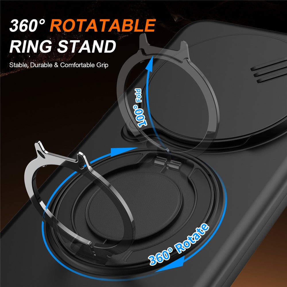 Magnetisk cover til Xiaomi Poco C75 4G / Redmi 14C 4G / Redmi 14C 5G / Redmi 14R 5G med ringstativ, skydekamera og TPU-PC-hybridcover