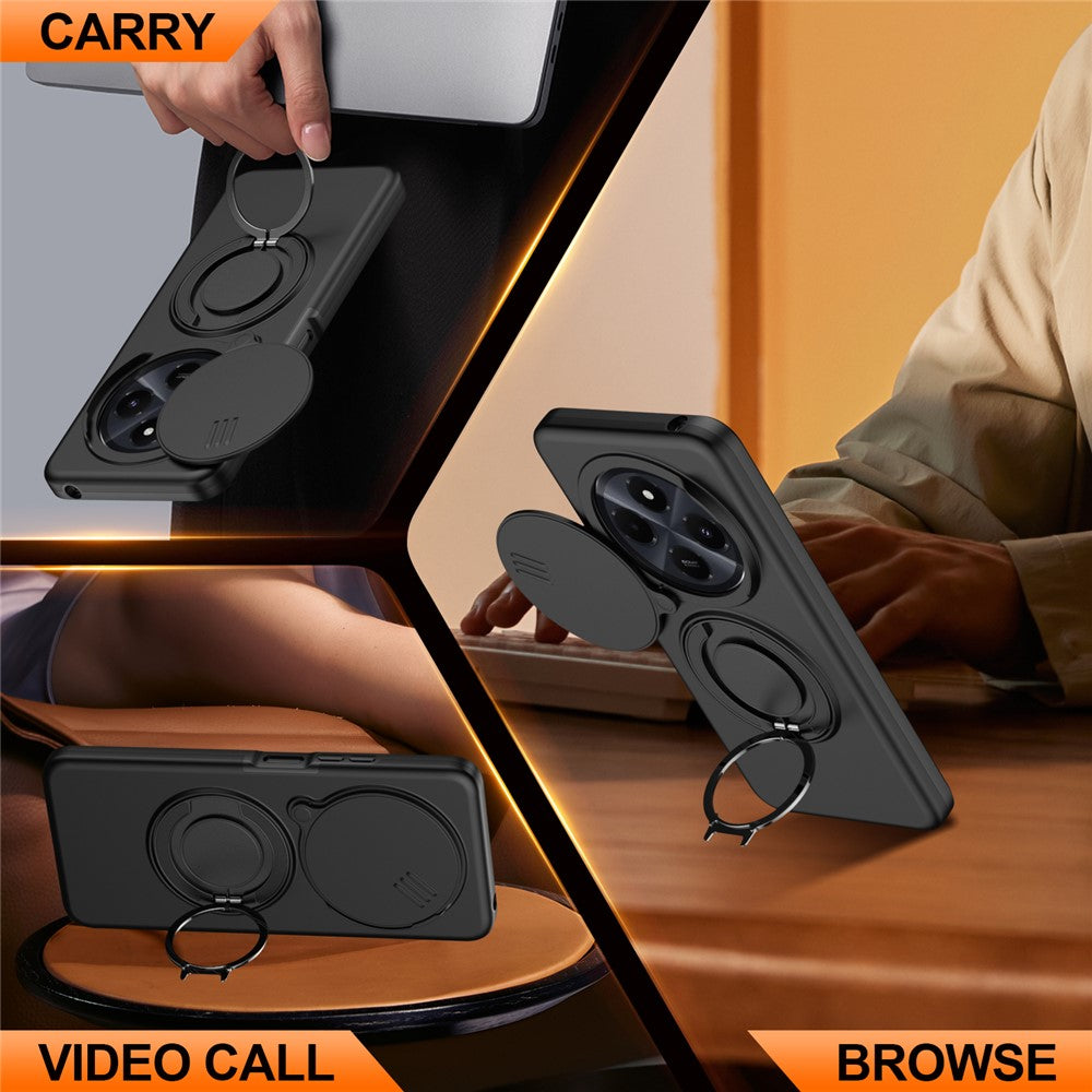 Magnetisk cover til Xiaomi Poco C75 4G / Redmi 14C 4G / Redmi 14C 5G / Redmi 14R 5G med ringstativ, skydekamera og TPU-PC-hybridcover