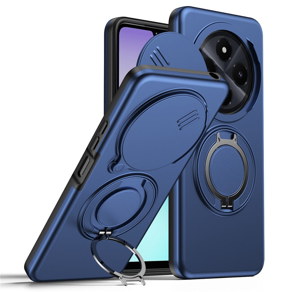 Magnetisk cover til Xiaomi Poco C75 4G / Redmi 14C 4G / Redmi 14C 5G / Redmi 14R 5G med ringstativ, skydekamera og TPU-PC-hybridcover