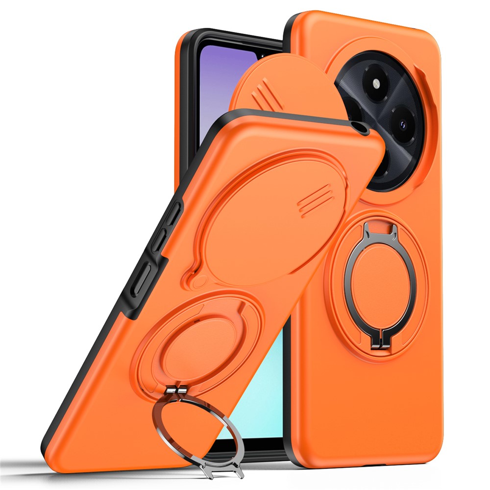 Magnetisk cover til Xiaomi Poco C75 4G / Redmi 14C 4G / Redmi 14C 5G / Redmi 14R 5G med ringstativ, skydekamera og TPU-PC-hybridcover