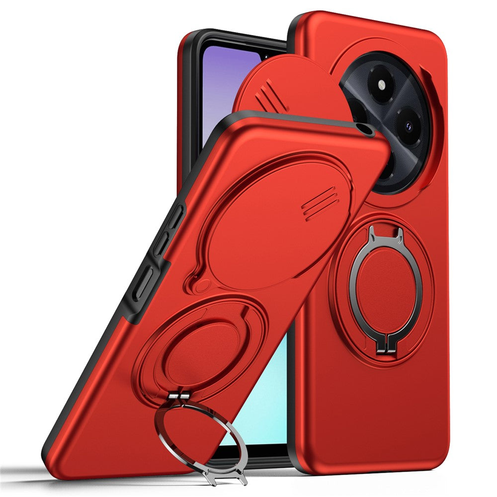 Magnetisk cover til Xiaomi Poco C75 4G / Redmi 14C 4G / Redmi 14C 5G / Redmi 14R 5G med ringstativ, skydekamera og TPU-PC-hybridcover