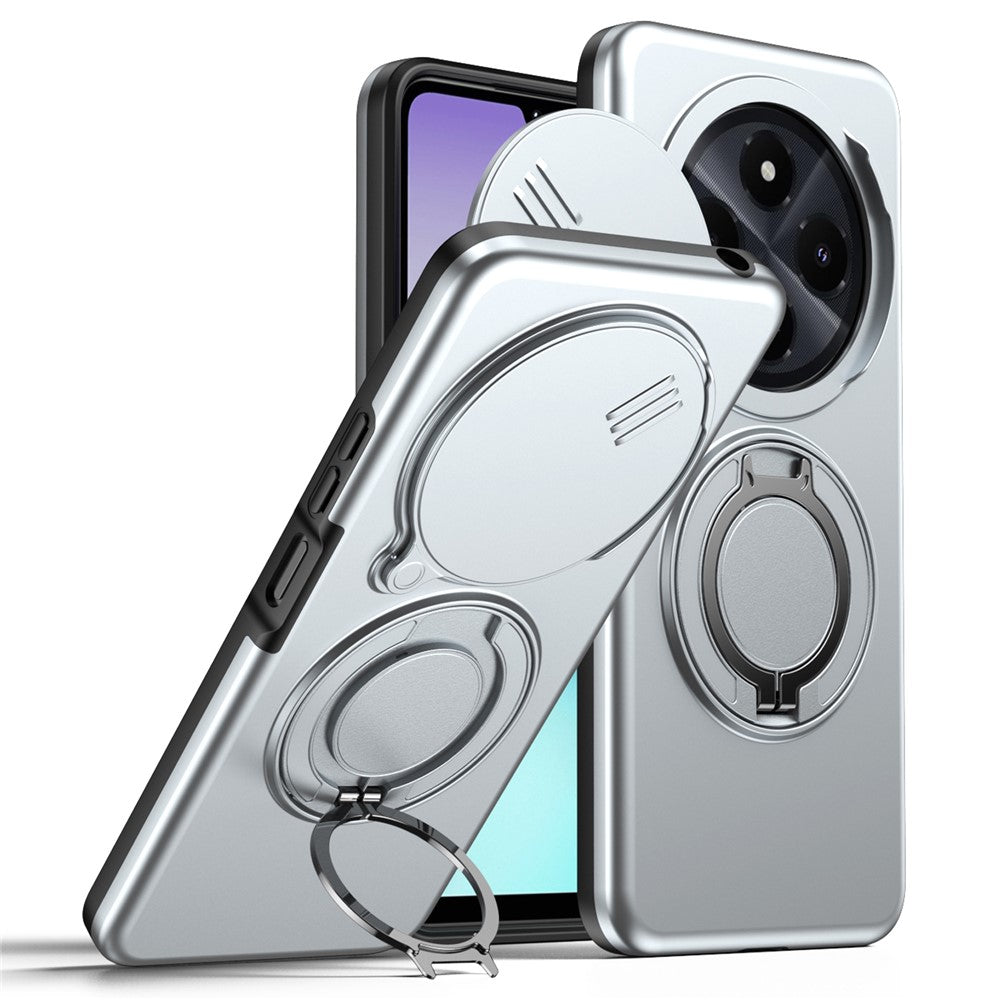 Magnetisk cover til Xiaomi Poco C75 4G / Redmi 14C 4G / Redmi 14C 5G / Redmi 14R 5G med ringstativ, skydekamera og TPU-PC-hybridcover