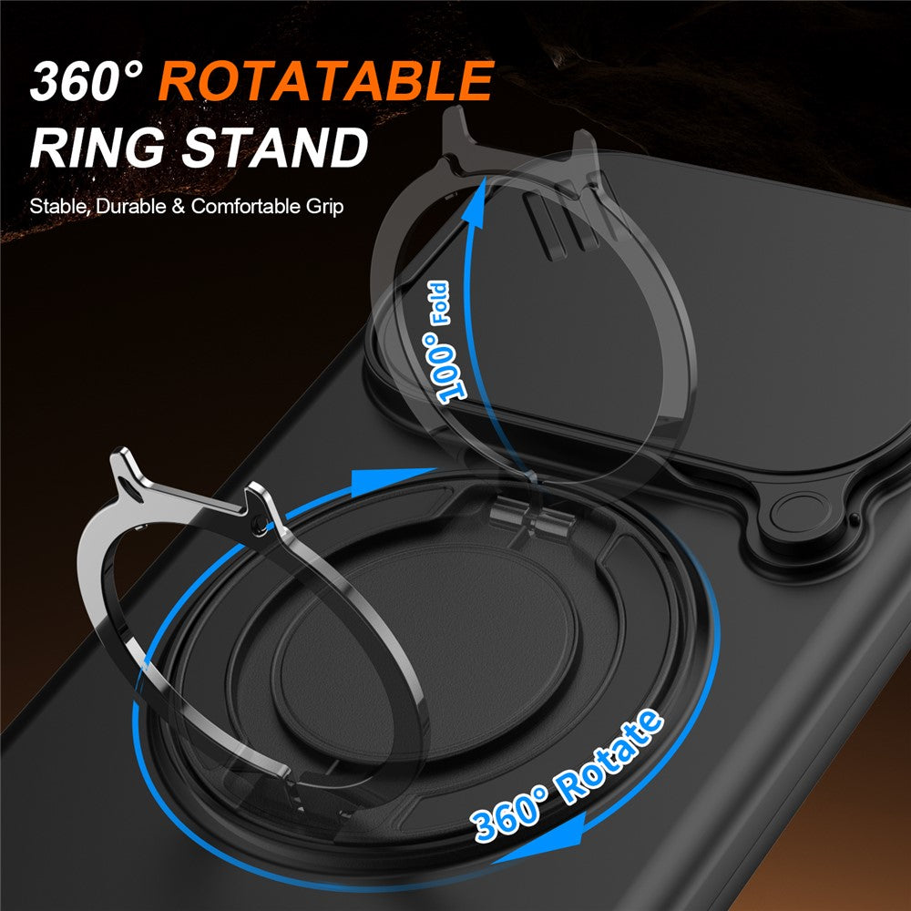 For Xiaomi 15T Magnetic Case Ring Kickstand Slide Camera Cover TPU PC Hybrid Phone Shell