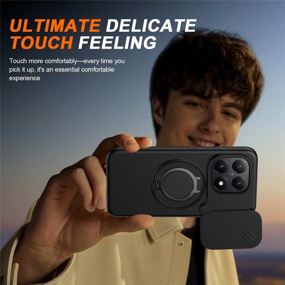 For Xiaomi 15T Magnetic Case Ring Kickstand Slide Camera Cover TPU PC Hybrid Phone Shell