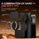 For Xiaomi 15T Magnetic Case Ring Kickstand Slide Camera Cover TPU PC Hybrid Phone Shell