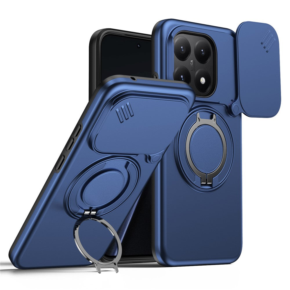 For Xiaomi 15T Magnetic Case Ring Kickstand Slide Camera Cover TPU PC Hybrid Phone Shell