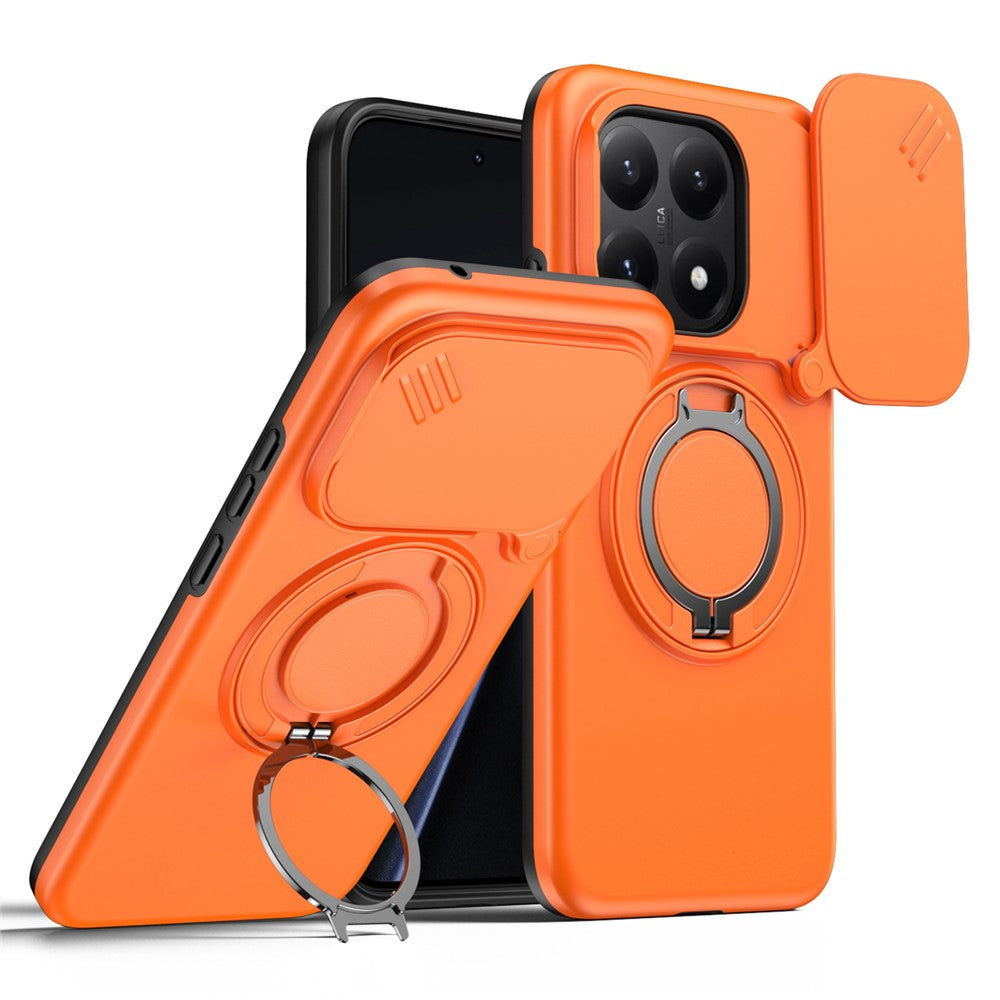 For Xiaomi 15T Magnetic Case Ring Kickstand Slide Camera Cover TPU PC Hybrid Phone Shell