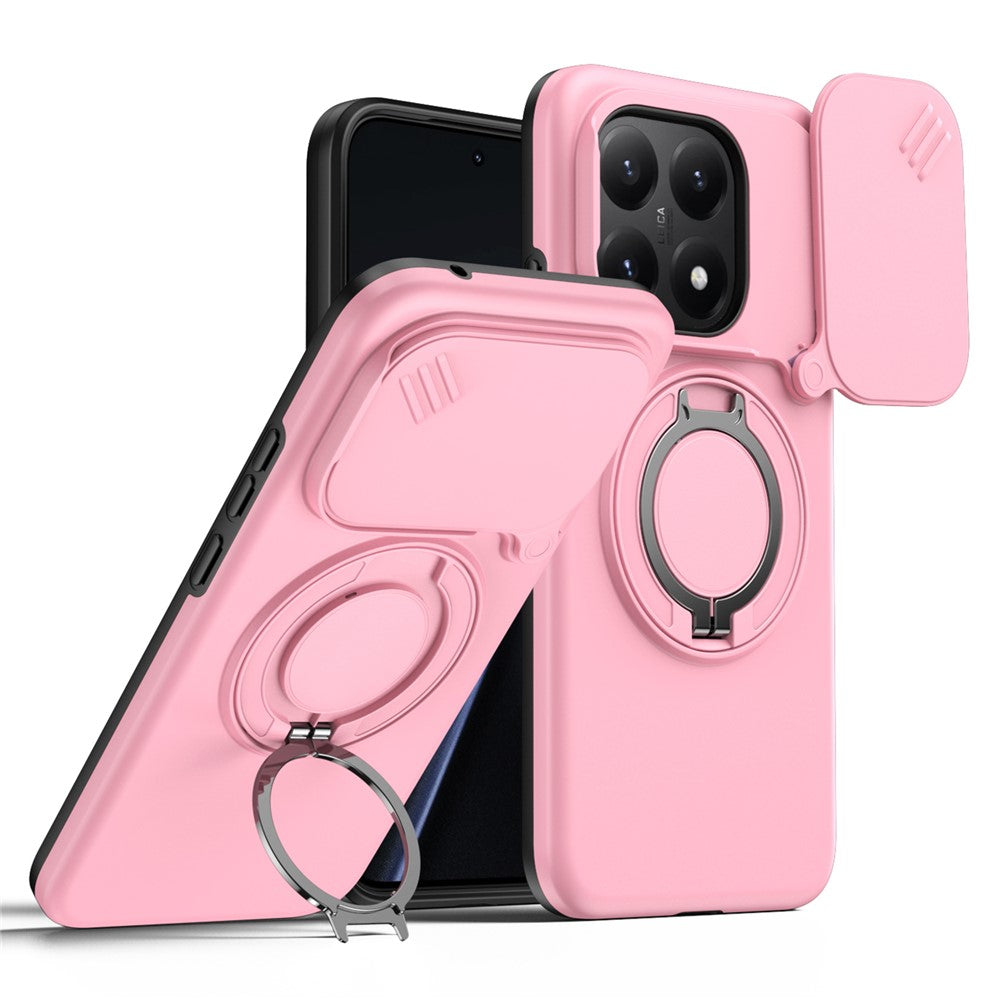 For Xiaomi 15T Magnetic Case Ring Kickstand Slide Camera Cover TPU PC Hybrid Phone Shell