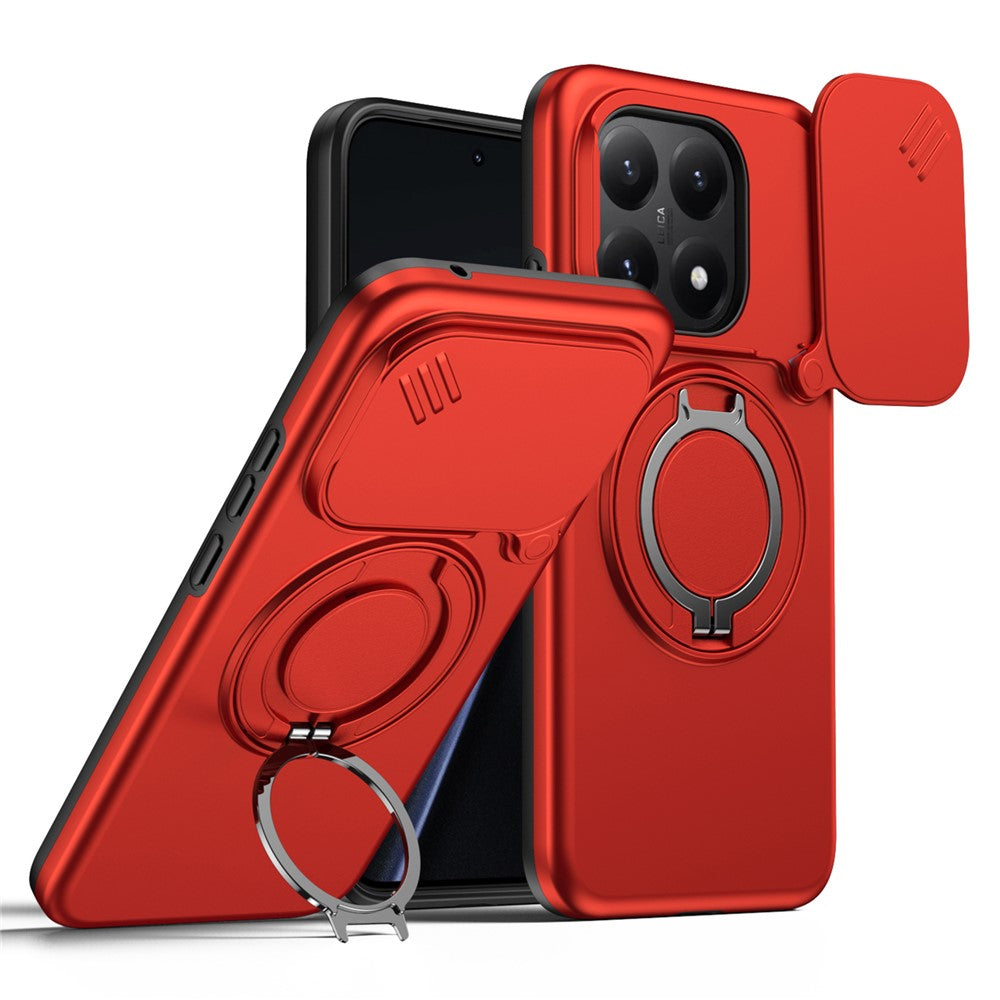 For Xiaomi 15T Magnetic Case Ring Kickstand Slide Camera Cover TPU PC Hybrid Phone Shell