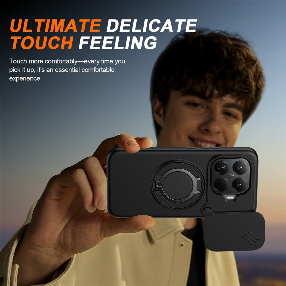 Magnetisk cover til Xiaomi 15T Pro med ringholder, kameraskydedæksel, TPU- og PC-hybridtelefoncover