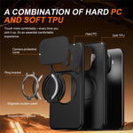 Magnetisk cover til Xiaomi 15T Pro med ringholder, kameraskydedæksel, TPU- og PC-hybridtelefoncover
