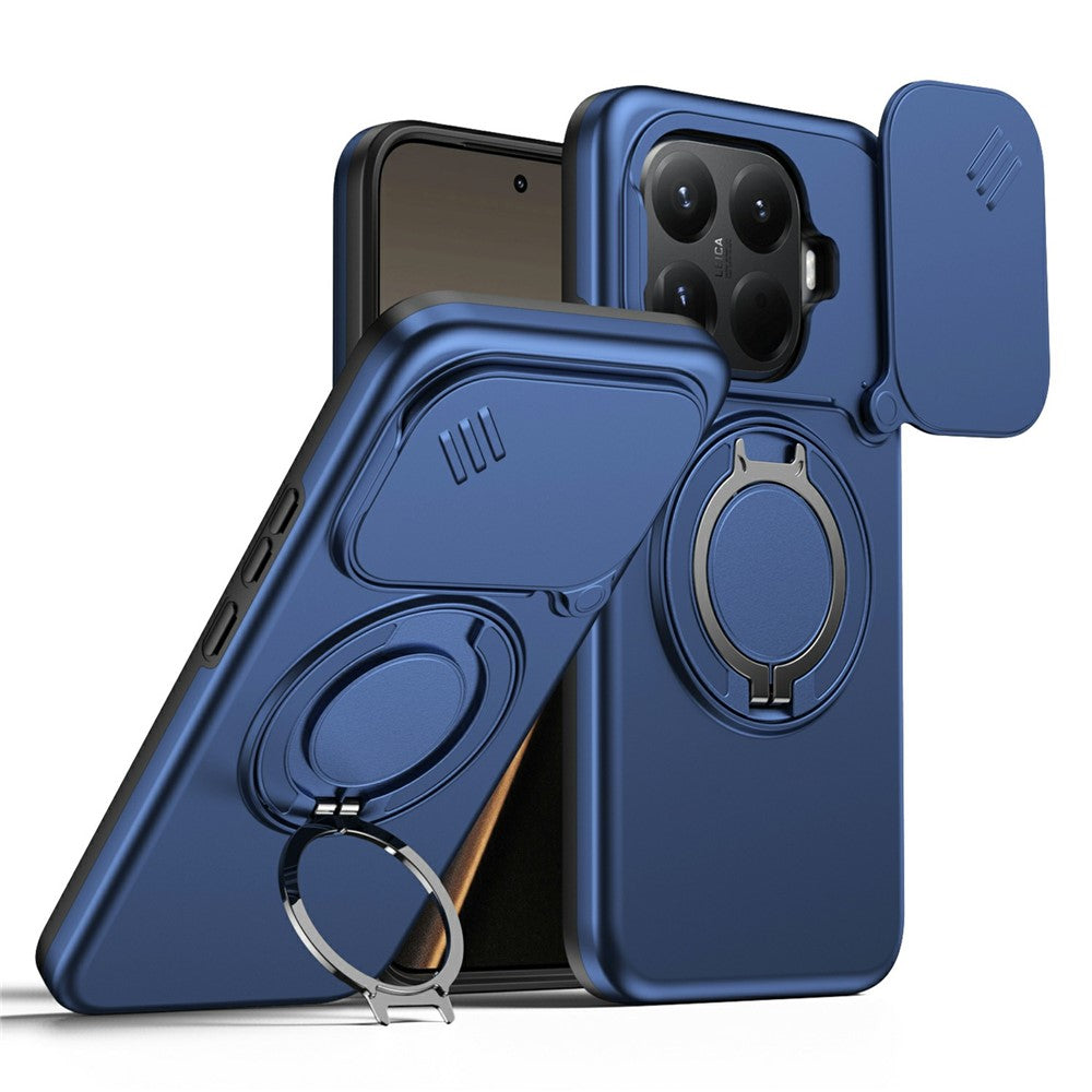 For Xiaomi 15T Pro Magnetic Case Ring Kickstand Slide Camera Cover TPU PC Hybrid Phone Shell