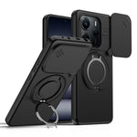 For Xiaomi Redmi Note 14 5G / Note 14 4G (163.25mm) Magnetic Case Ring Kickstand Slide Camera Cover TPU PC Hybrid Phone Shell