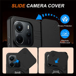 For Xiaomi Redmi Note 14 5G / Note 14 4G (163.25mm) Magnetic Case Ring Kickstand Slide Camera Cover TPU PC Hybrid Phone Shell