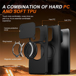 For Xiaomi Redmi Note 14 5G / Note 14 4G (163.25mm) Magnetic Case Ring Kickstand Slide Camera Cover TPU PC Hybrid Phone Shell