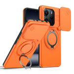 For Xiaomi Redmi Note 14 5G / Note 14 4G (163.25mm) Magnetic Case Ring Kickstand Slide Camera Cover TPU PC Hybrid Phone Shell