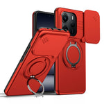 For Xiaomi Redmi Note 14 5G / Note 14 4G (163.25mm) Magnetic Case Ring Kickstand Slide Camera Cover TPU PC Hybrid Phone Shell