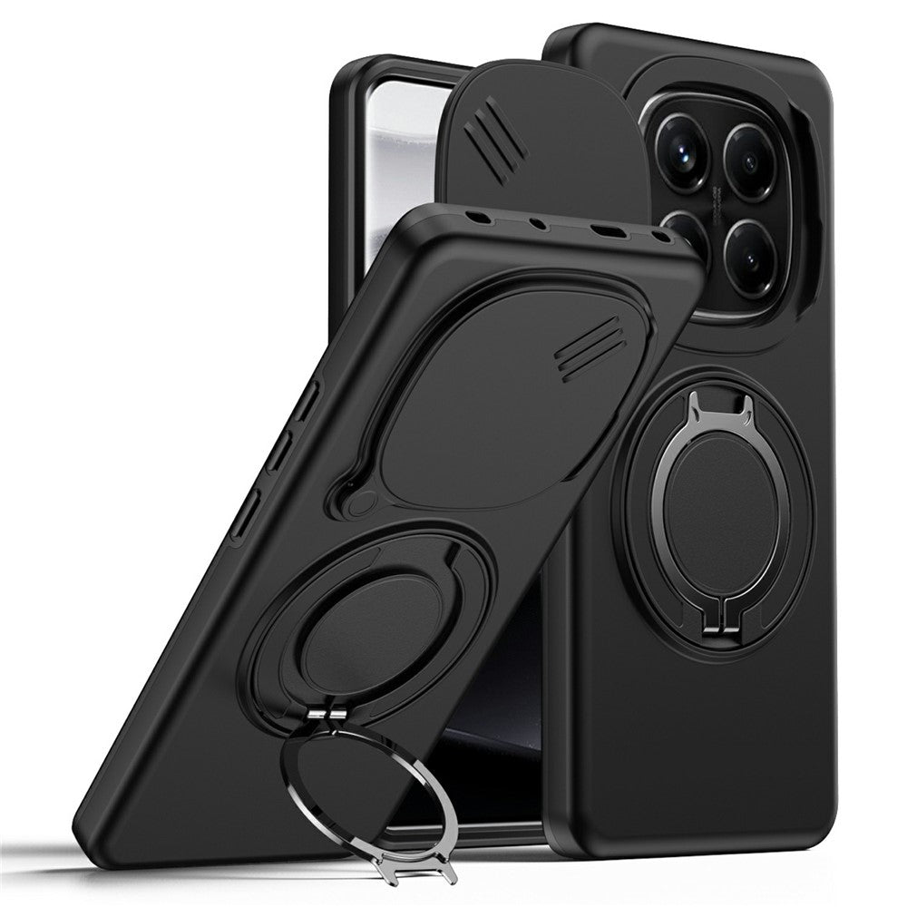 Magnetic Case for Xiaomi Poco X7 5G / Redmi Note 14 Pro 4G / 14 Pro 5G / 14 Pro+ 5G Ring Kickstand Slide Camera Cover TPU PC Hybrid Phone Shell