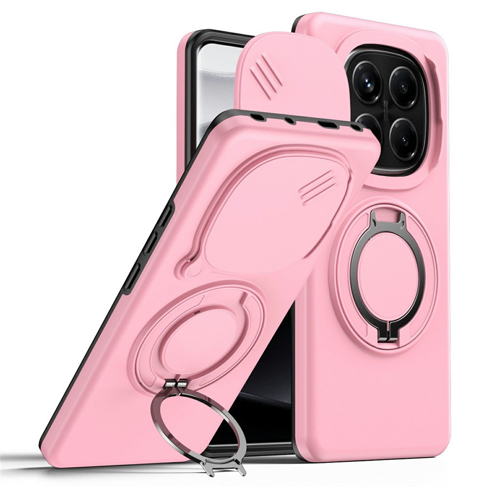 Magnetic Case for Xiaomi Poco X7 5G / Redmi Note 14 Pro 4G / 14 Pro 5G / 14 Pro+ 5G Ring Kickstand Slide Camera Cover TPU PC Hybrid Phone Shell