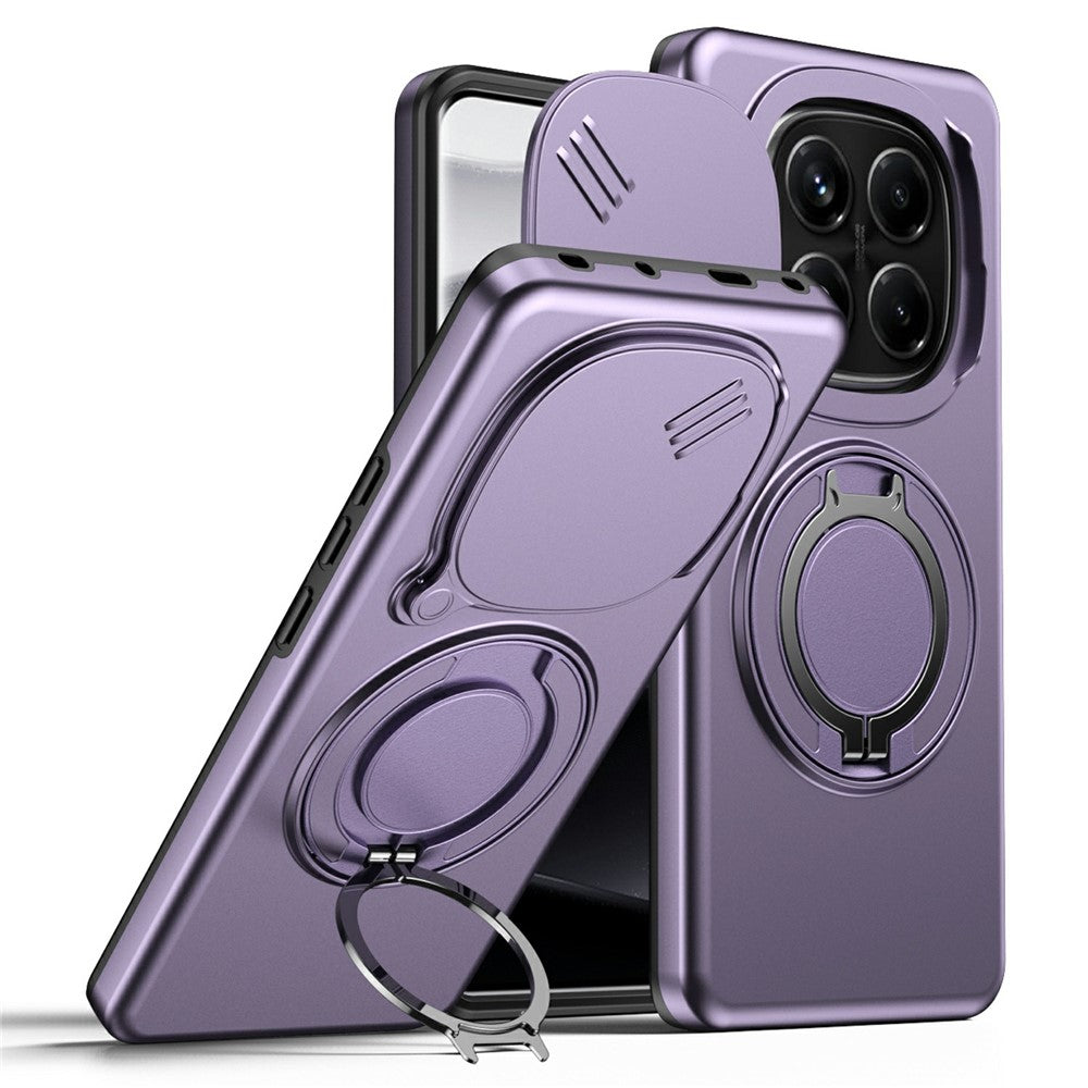 Magnetic Case for Xiaomi Poco X7 5G / Redmi Note 14 Pro 4G / 14 Pro 5G / 14 Pro+ 5G Ring Kickstand Slide Camera Cover TPU PC Hybrid Phone Shell