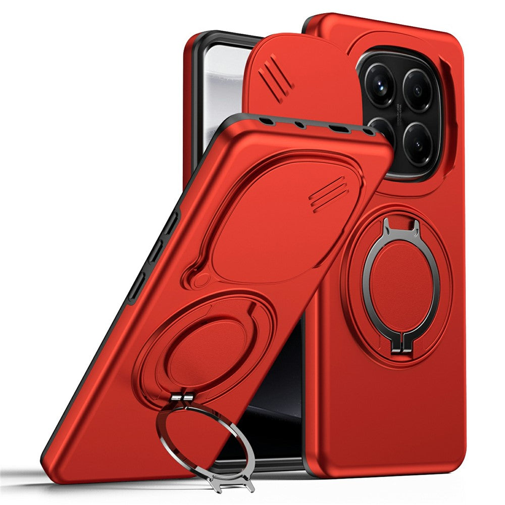 Magnetic Case for Xiaomi Poco X7 5G / Redmi Note 14 Pro 4G / 14 Pro 5G / 14 Pro+ 5G Ring Kickstand Slide Camera Cover TPU PC Hybrid Phone Shell