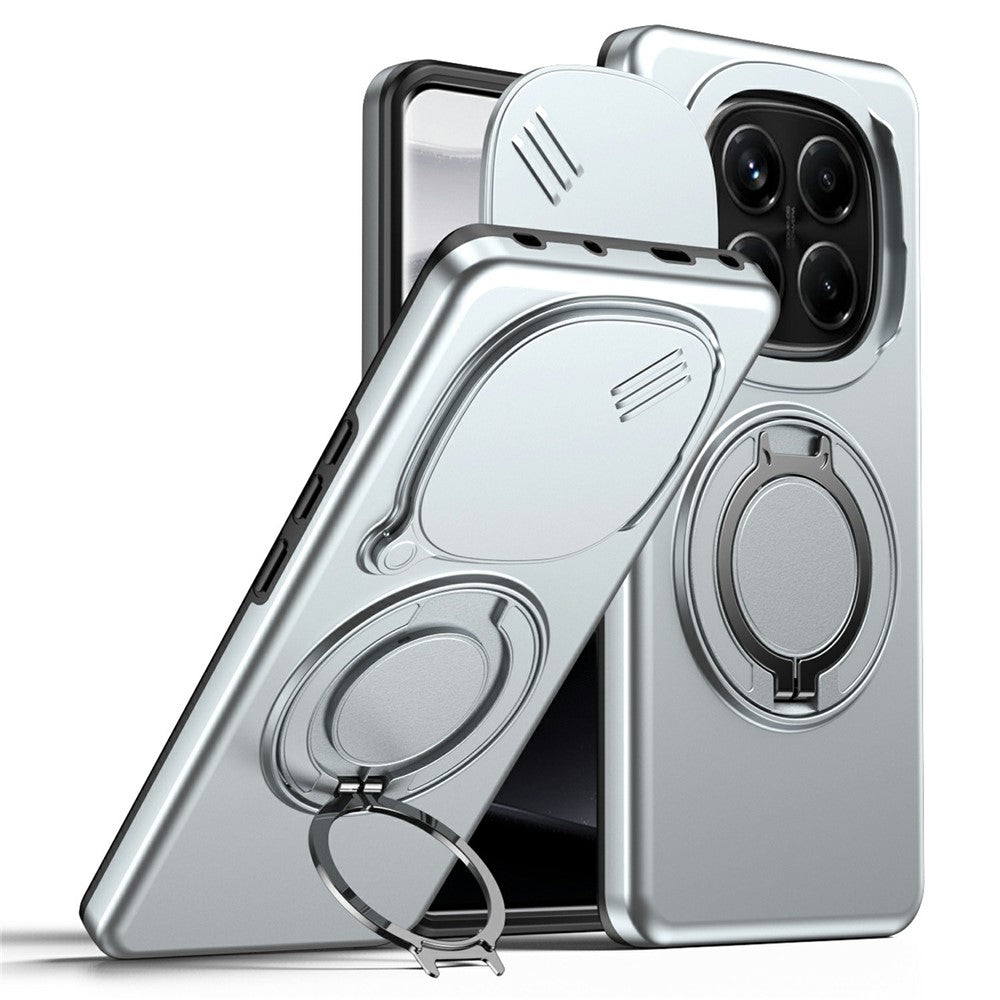 Magnetic Case for Xiaomi Poco X7 5G / Redmi Note 14 Pro 4G / 14 Pro 5G / 14 Pro+ 5G Ring Kickstand Slide Camera Cover TPU PC Hybrid Phone Shell