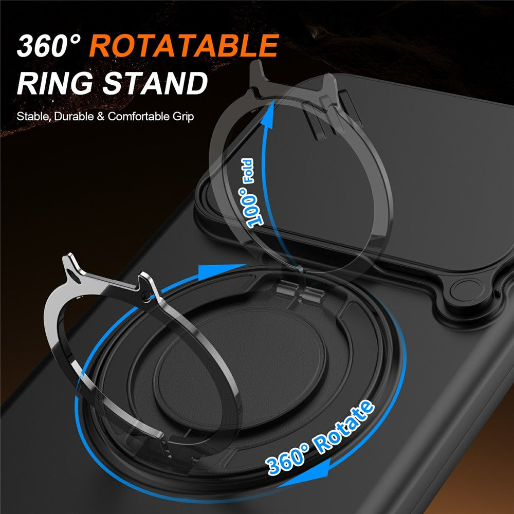 For Xiaomi Redmi 15C 4G (EU) (173mm)  /  15C 5G (EU) (173mm) Magnetic Case Ring Kickstand Slide Camera Cover TPU PC Hybrid Phone Shell